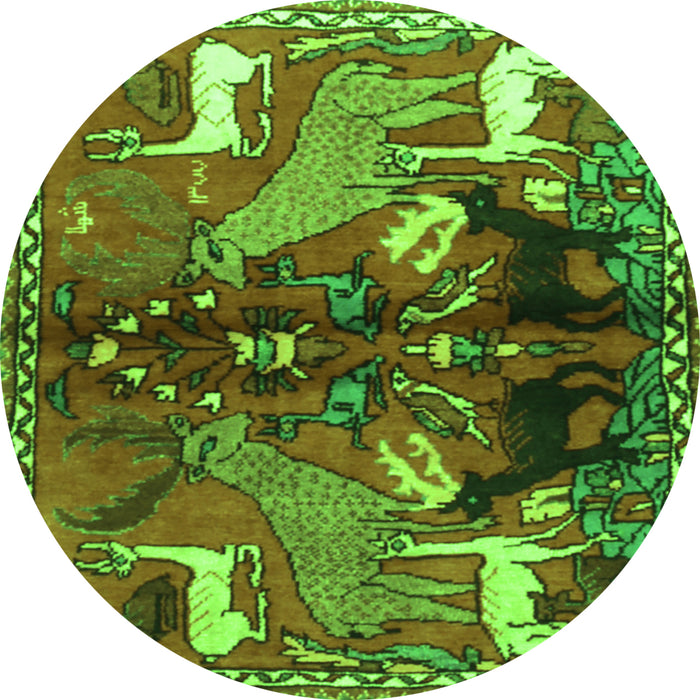 Machine Washable Animal Green Traditional Area Rugs, wshtr3888grn