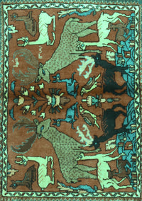 Animal Turquoise Traditional Rug, tr3888turq