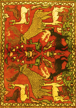 Animal Yellow Traditional Rug, tr3888yw