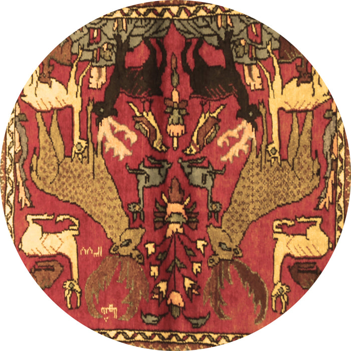 Round Animal Brown Traditional Rug, tr3888brn