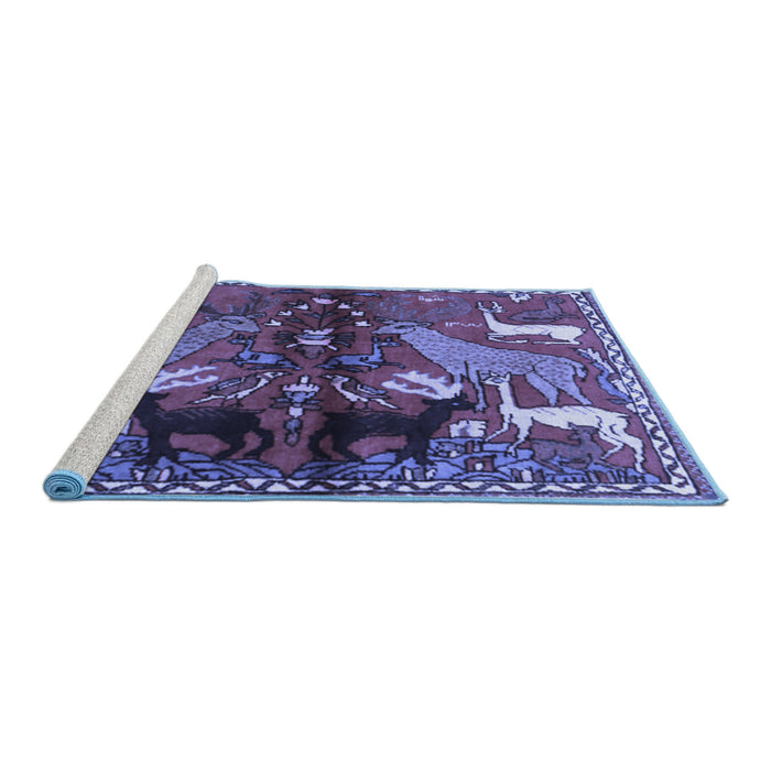 Sideview of Machine Washable Animal Blue Traditional Rug, wshtr3888blu
