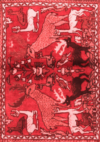 Animal Red Traditional Rug, tr3888red