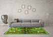 Machine Washable Animal Green Traditional Area Rugs in a Living Room,, wshtr3888grn