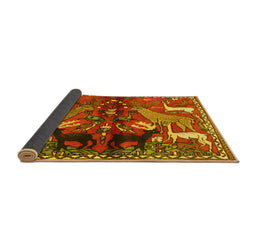Sideview of Animal Yellow Traditional Rug, tr3888yw