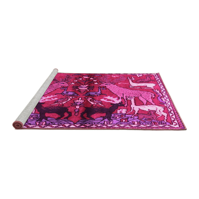 Sideview of Machine Washable Animal Pink Traditional Rug, wshtr3888pnk