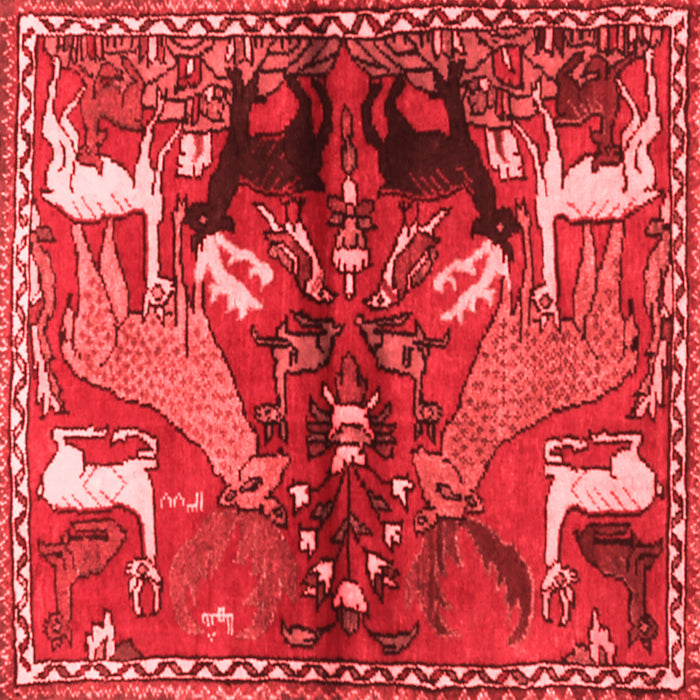 Machine Washable Animal Red Traditional Rug, wshtr3888red