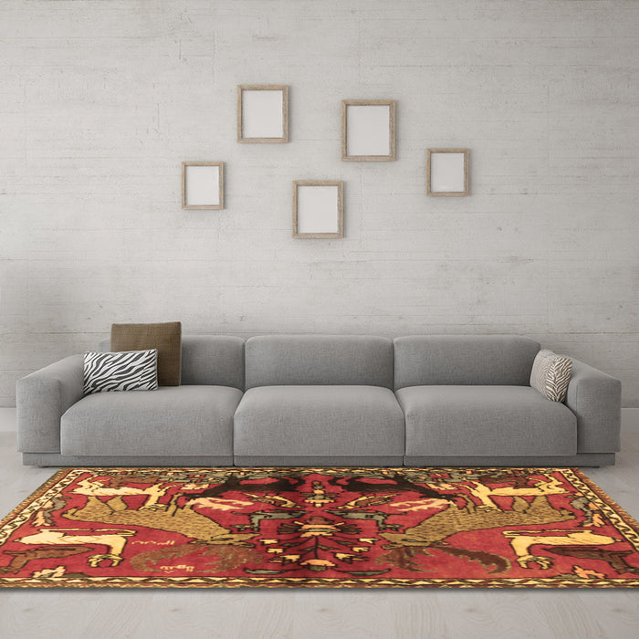 Machine Washable Animal Brown Traditional Rug in a Living Room,, wshtr3888brn