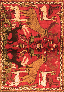 Animal Orange Traditional Rug, tr3888org