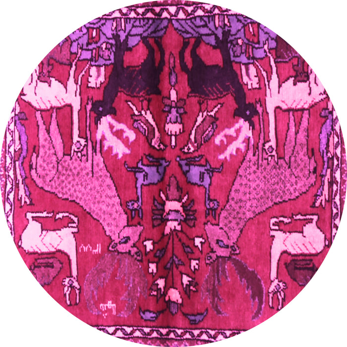 Round Animal Pink Traditional Rug, tr3888pnk