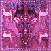 Square Machine Washable Animal Purple Traditional Area Rugs, wshtr3888pur