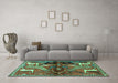 Machine Washable Animal Turquoise Traditional Area Rugs in a Living Room,, wshtr3888turq