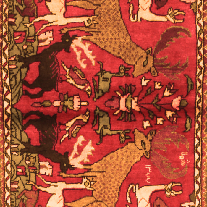 Serging Thickness of Machine Washable Animal Orange Traditional Area Rugs, wshtr3888org