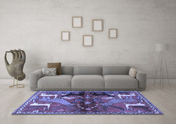 Machine Washable Animal Blue Traditional Rug in a Living Room, wshtr3888blu