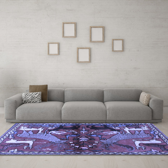 Machine Washable Animal Blue Traditional Rug in a Living Room, wshtr3888blu