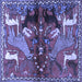 Square Animal Blue Traditional Rug, tr3888blu