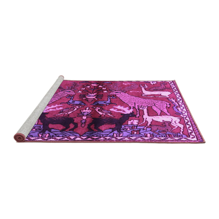 Sideview of Machine Washable Animal Purple Traditional Area Rugs, wshtr3888pur