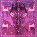 Square Animal Purple Traditional Rug, tr3888pur