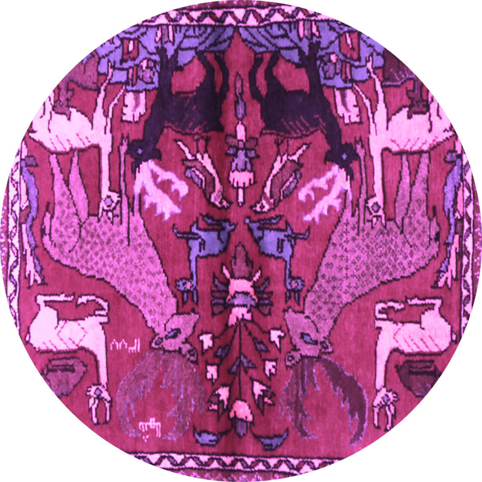 Round Animal Purple Traditional Rug, tr3888pur