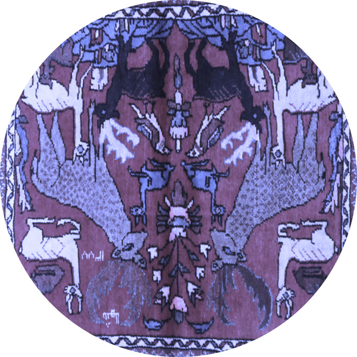 Round Animal Blue Traditional Rug, tr3888blu