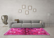 Machine Washable Animal Pink Traditional Rug in a Living Room, wshtr3888pnk