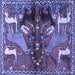 Square Machine Washable Animal Blue Traditional Rug, wshtr3888blu