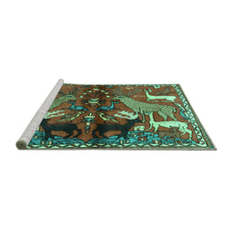 Sideview of Machine Washable Animal Turquoise Traditional Area Rugs, wshtr3888turq