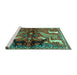 Sideview of Machine Washable Animal Turquoise Traditional Area Rugs, wshtr3888turq
