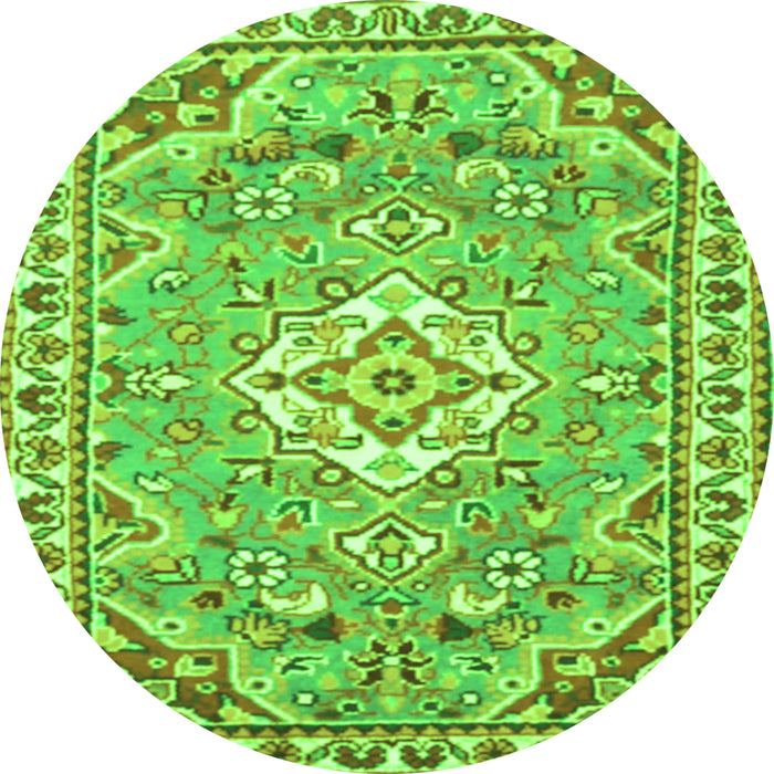 Square Medallion Green Traditional Rug, tr3889grn