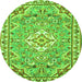 Square Medallion Green Traditional Rug, tr3889grn
