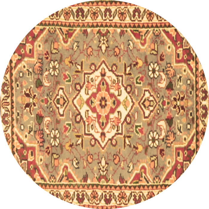 Round Medallion Brown Traditional Rug, tr3889brn