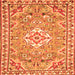 Round Machine Washable Medallion Orange Traditional Area Rugs, wshtr3889org