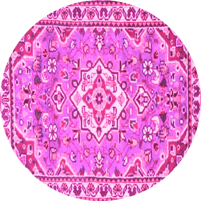Round Medallion Pink Traditional Rug, tr3889pnk