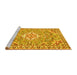 Sideview of Machine Washable Medallion Yellow Traditional Rug, wshtr3889yw