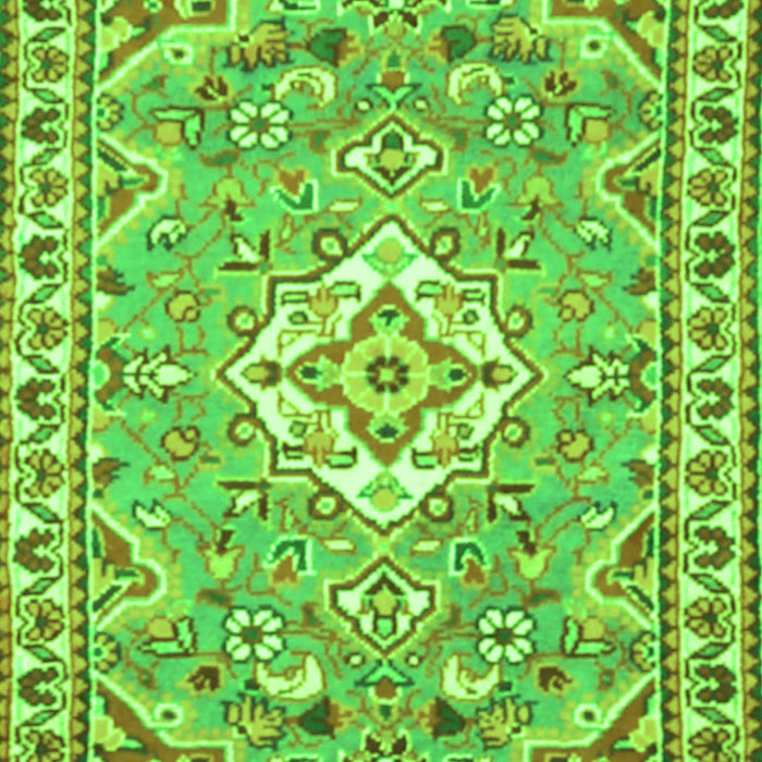 Serging Thickness of Machine Washable Medallion Green Traditional Area Rugs, wshtr3889grn