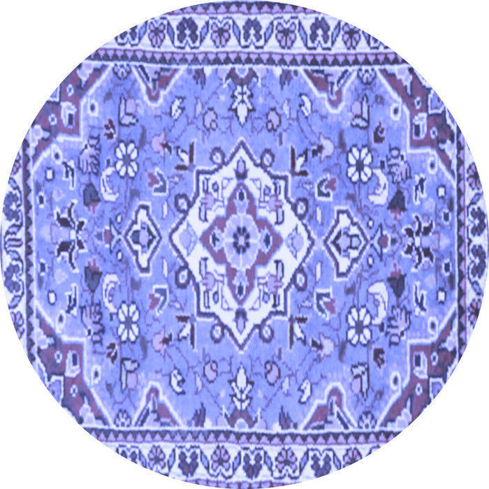 Round Medallion Blue Traditional Rug, tr3889blu