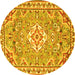 Round Medallion Yellow Traditional Rug, tr3889yw