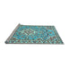 Sideview of Machine Washable Medallion Light Blue Traditional Rug, wshtr3889lblu