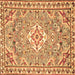 Square Medallion Brown Traditional Rug, tr3889brn