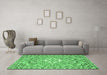 Machine Washable Medallion Emerald Green Traditional Area Rugs in a Living Room,, wshtr3889emgrn