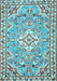 Medallion Light Blue Traditional Rug, tr3889lblu