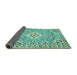 Sideview of Medallion Turquoise Traditional Rug, tr3889turq