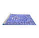 Sideview of Machine Washable Medallion Blue Traditional Rug, wshtr3889blu