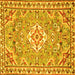 Square Medallion Yellow Traditional Rug, tr3889yw