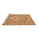 Sideview of Machine Washable Medallion Brown Traditional Rug, wshtr3889brn
