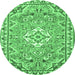 Round Medallion Emerald Green Traditional Rug, tr3889emgrn