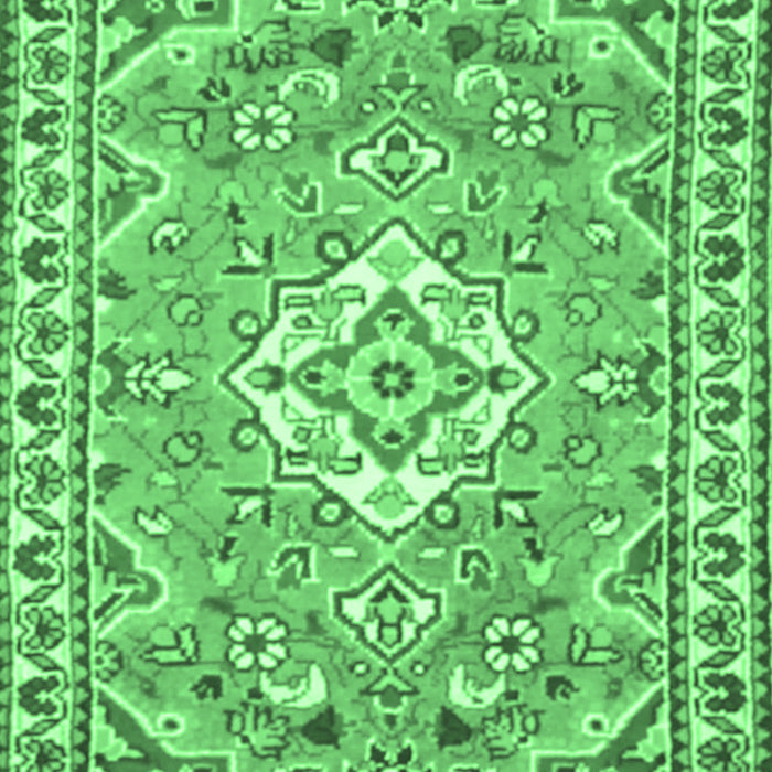 Machine Washable Medallion Emerald Green Traditional Area Rugs, wshtr3889emgrn