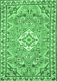 Medallion Emerald Green Traditional Rug, tr3889emgrn