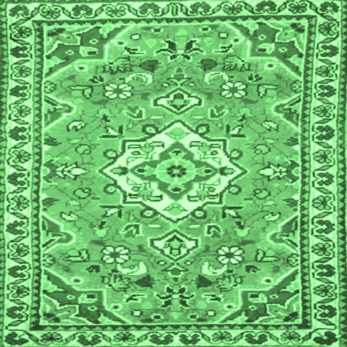 Square Medallion Emerald Green Traditional Rug, tr3889emgrn
