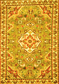 Medallion Yellow Traditional Rug, tr3889yw