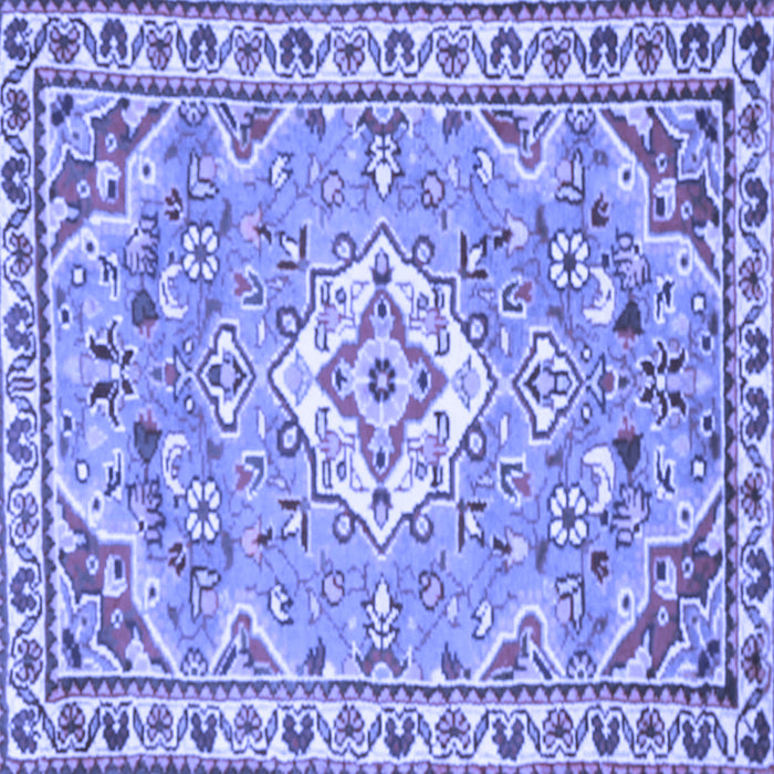 Square Medallion Blue Traditional Rug, tr3889blu